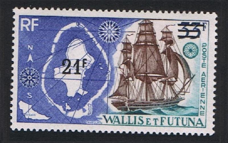 Wallis and Futuna Ship 1v overprint 21f on 33f SG#208 SC#C36 MI#229