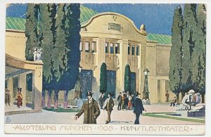 Postal stationery Bayern 1908 Art Theatre Exhibition