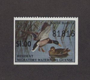 SD1 - South Dakota First Of State Duck Stamp. Single. MNH. OG.