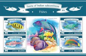 MALDIVES 2015 SHEET FISHES MARINE LIFE mld15304a