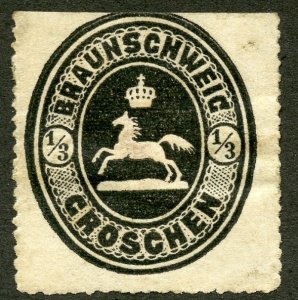 Brunswick Scott 23 Unused HRMOG - 1865 ⅓gr Leaping Saxon Horse - SCV $27.50