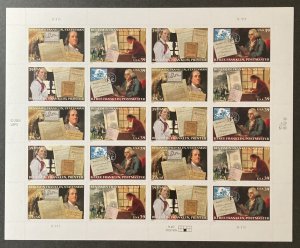 U.S. 2006 #4021-4 Sheet, Benjamin Franklin, MNH.