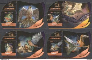 Lx291 Imperf 2016 Djibouti Hawks Birds Of Prey #1274-1277 Uv Cardboard 4Bl Mnh