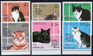 ZAYIX Laos 908-913 MNH Domestic Cats Pets 100123S109