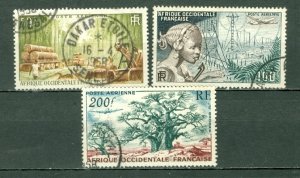 FRENCH WEST AFRICA 1954 AIR #C18-C20  SET USED...$4.75