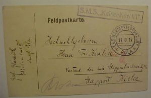 AUSTRIA  SMS KAISER KARL VI MARINE POLA 1917