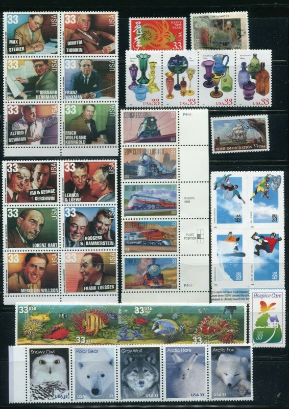 US 1999 Commemorative Year Set Stamps From Year Book WITH Mounts