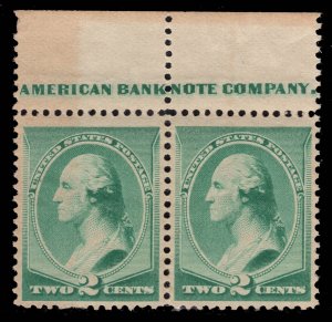 MOMEN: US STAMPS #213 IMPRINT PAIR MINT OG NH LOT #89229*