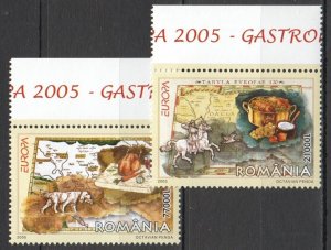 O0467 2005 Romania Nature Gastronomy Cept Europa Set Mnh