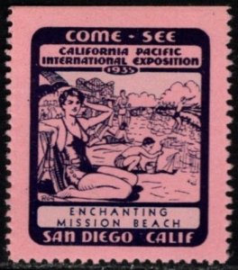 1915 US Poster Stamp California Pacific International Expo Enchanting Mission