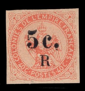 MOMEN FRENCH REUNION SC #3 1885 IMPERF MINT OG H SIGNED VF $450 LOT #68714*