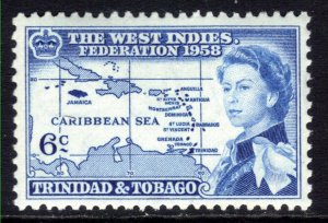 Trinidad & Tobago 1958 QE2 6ct Blue Inauguration MM SG 282 ( J174 )