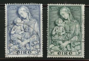 Ireland Scott 151-2 used 1954 Marian Year set wmk 262 CV$5