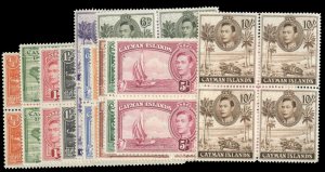 Cayman Islands #100-111 Cat$500, 1938-43 George VI, complete set in blocks of...