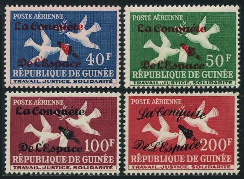 Guinea C35-C38,hinged.Michel 145-II-148-II. The conquest of space,1962.