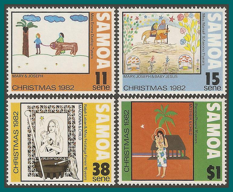 Samoa 1982 Christmas, Children's Paintings, MNH 583-586,SG629-SG632