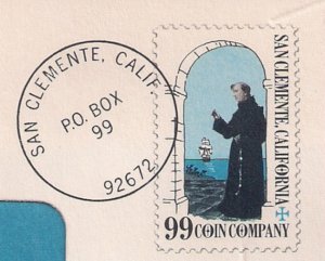 FAUX STAMP on cover for 99 COIN COMPANY: UNUSUAL OUTER MAILER w METER, promos