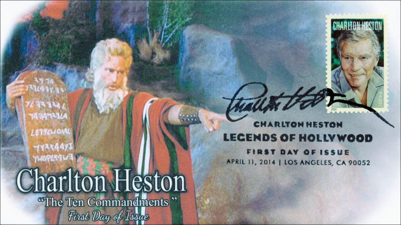 SC 4892, 2014 Charlton Heston, FDC, Black and White Pictorial Postmark