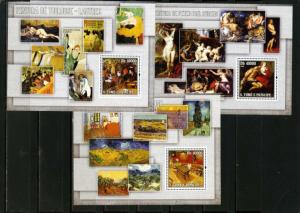 ST.THOMAS & PRINCE 2006 FAMOUS PAINTINGS SET OF 3 S/S MNH 