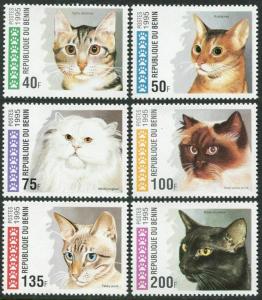 Benin 761-766,767,MNH. Domestic cats 1995.Tabby,Ruddy red,White longhair,Seal 