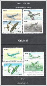 Nevis #460-463 Spitfire Planes EFO  MNH