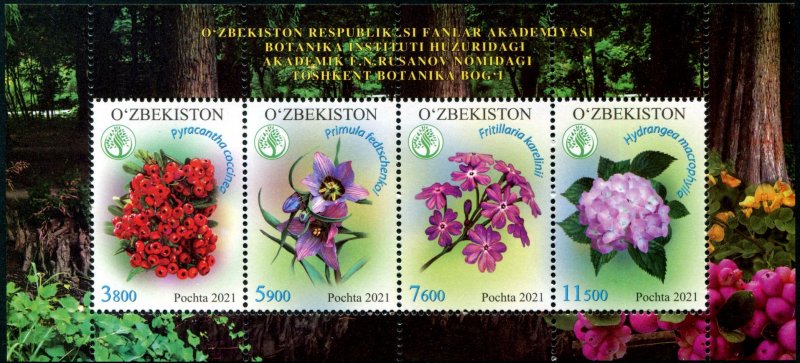 2021 Uzbekistan Tashkent Botanical Gardens MS4 (Scott 928) MNH