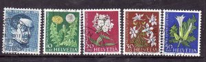 Switzerland-Sc#B298-302- id5-used semi-postal set-Flowers-1960-