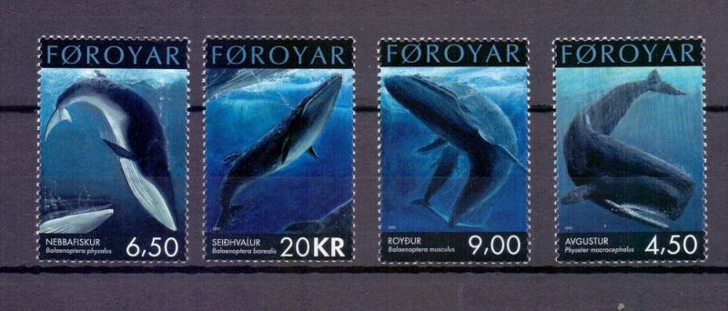 Faroe Islands #403-406  MNH  2001  Whales