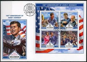 SOLOMON ISLANDS 2017 100th BIRTH ANNIVERSARY OF JOHN F.KENNEDY SHEET  FDC