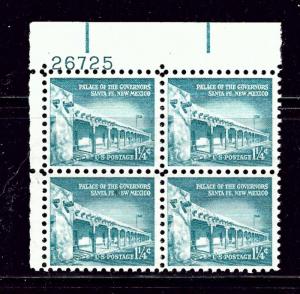 U.S. 1031A MNH 1960 Palace of the Governors Plate Block