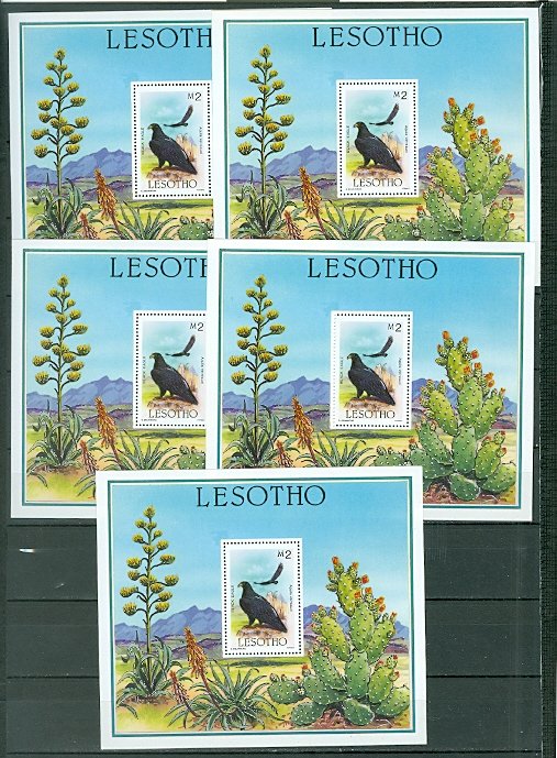 LESOTHO BIRDS #520...LOT of 5 SOUV. SHEETS...MNH...$50.00