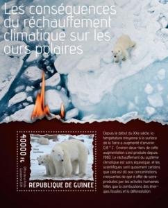 GUINEA 2014 SHEET POLAR BEARS GLOBAL WARMING RECHAUFFEMENT CLIMATIQUE