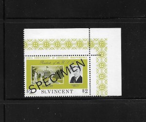 St. Vincent Stamps: #444 $2 1975 American Presidents Issue; SPECIMEN; MNH