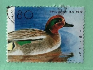 Israel 1989 Scott 1025c used - Ducks in Holy Land, Common Teal