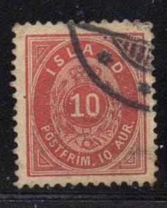Iceland Sc 26 1897 10 aur camine perf 13 stamp used