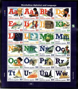 Marshall Is.-Sc#668-Unused NH Sheet-Alphabet & Language-1998-