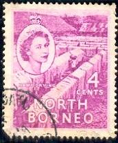 Hemp Drying, North Borneo stamp SC#264 used