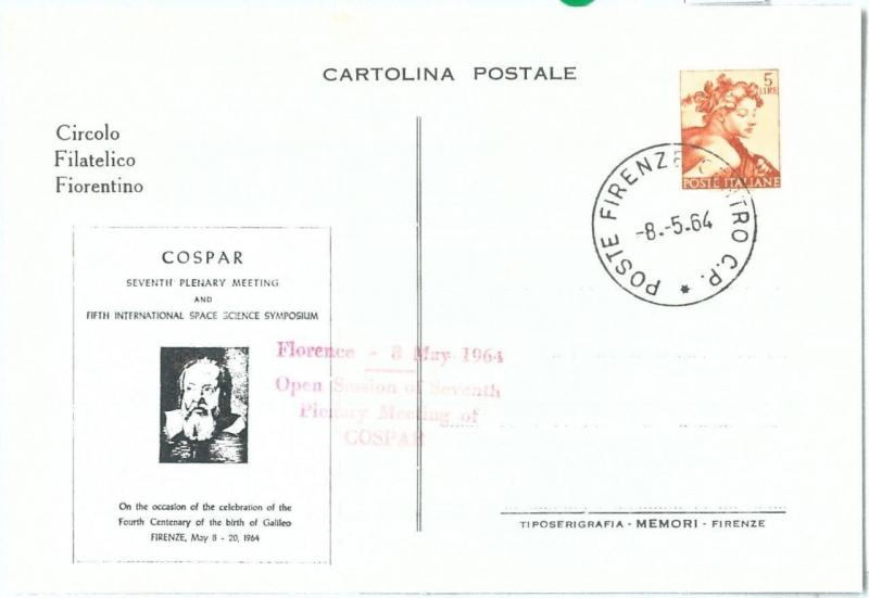 72192 - ITALY - Postal History - Special postcard - Galileo Galilei SPACE 1964