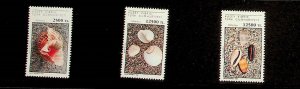 TURKISH CYPRUS Sc 377-79 NH ISSUE OF 1994 - SEA LIFE - SHELLS - (AS24)