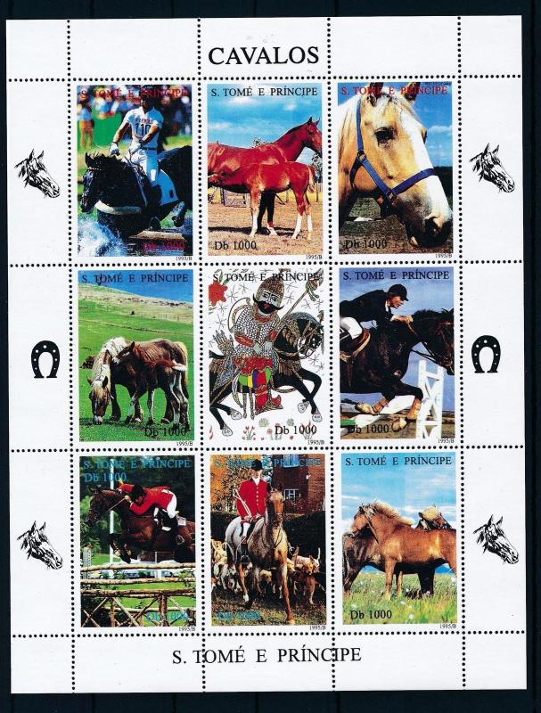 [26955] Sao Tome & Principe 1995 Animals Horse riding MNH Sheet