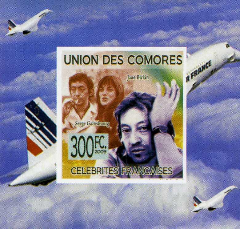 Comoro Islands 2009 CONCORDE SERGE GAINSBOURG French Singer Deluxe s/s Mint (NH)