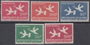 GUINEA Sc # C7-21 MNH CPL SET of 5 - AIRMAILS, DOVES with LETTERS