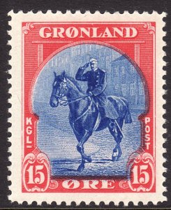 1945 Greenland Christian X 15 ore issue MVLH Sc# 14 CV $18.50