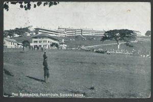 SIERRA LEONE 1905 postcard Barracks, Freetown - SOUTHAMPTON SHIP LETTER....56841