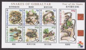 Gibraltar # 870a, Reptiles - Snakes, Souvenir Sheet, NH, 1/2 Cat