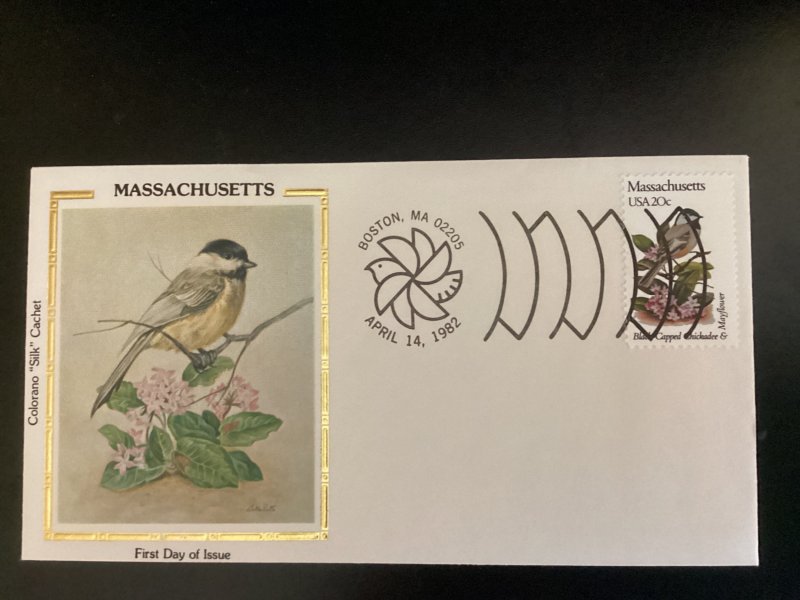 US Scott #1973 Mass FDC unaddressed Colorano Silk Black Cap Chickadee Mayflower