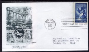 US 1090 Steel Artmaster Typed FDC