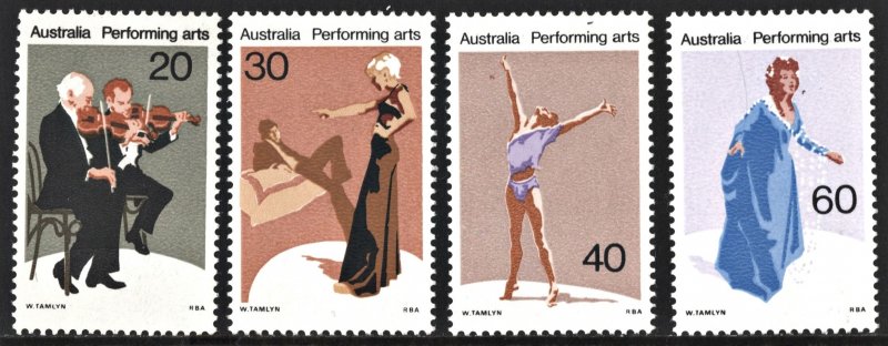 Australia SC#655-658 20¢-60¢ Performing Arts (1977) MNH*