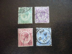 Stamps - Straits Settlements-Scott#182,184,189,192- Used Partial Set of 4 Stamps