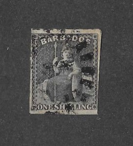 Barbados Sc #9 1shilling black used FVF